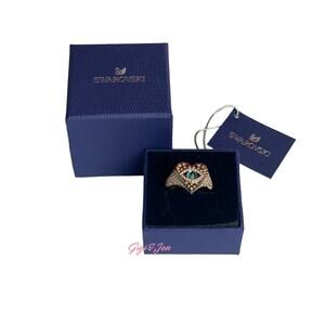 Swarovski Lucky Goddess Heart  EVIL EYE Ring Gold Tone Size 58 EUR / 8 USA